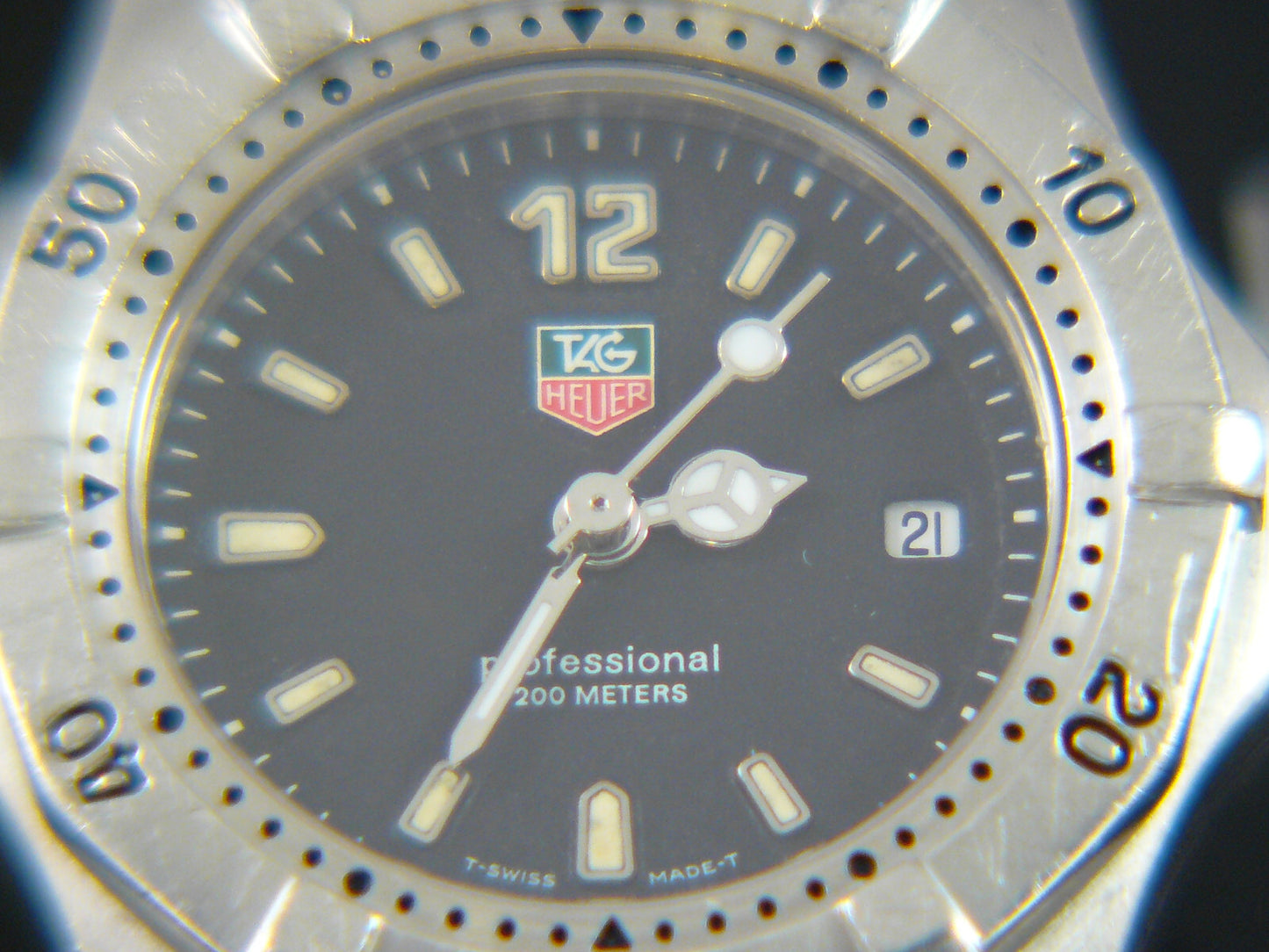 TAG Heuer 2000 Professional Ladies WK1312 black dial on a black Speidel band EU