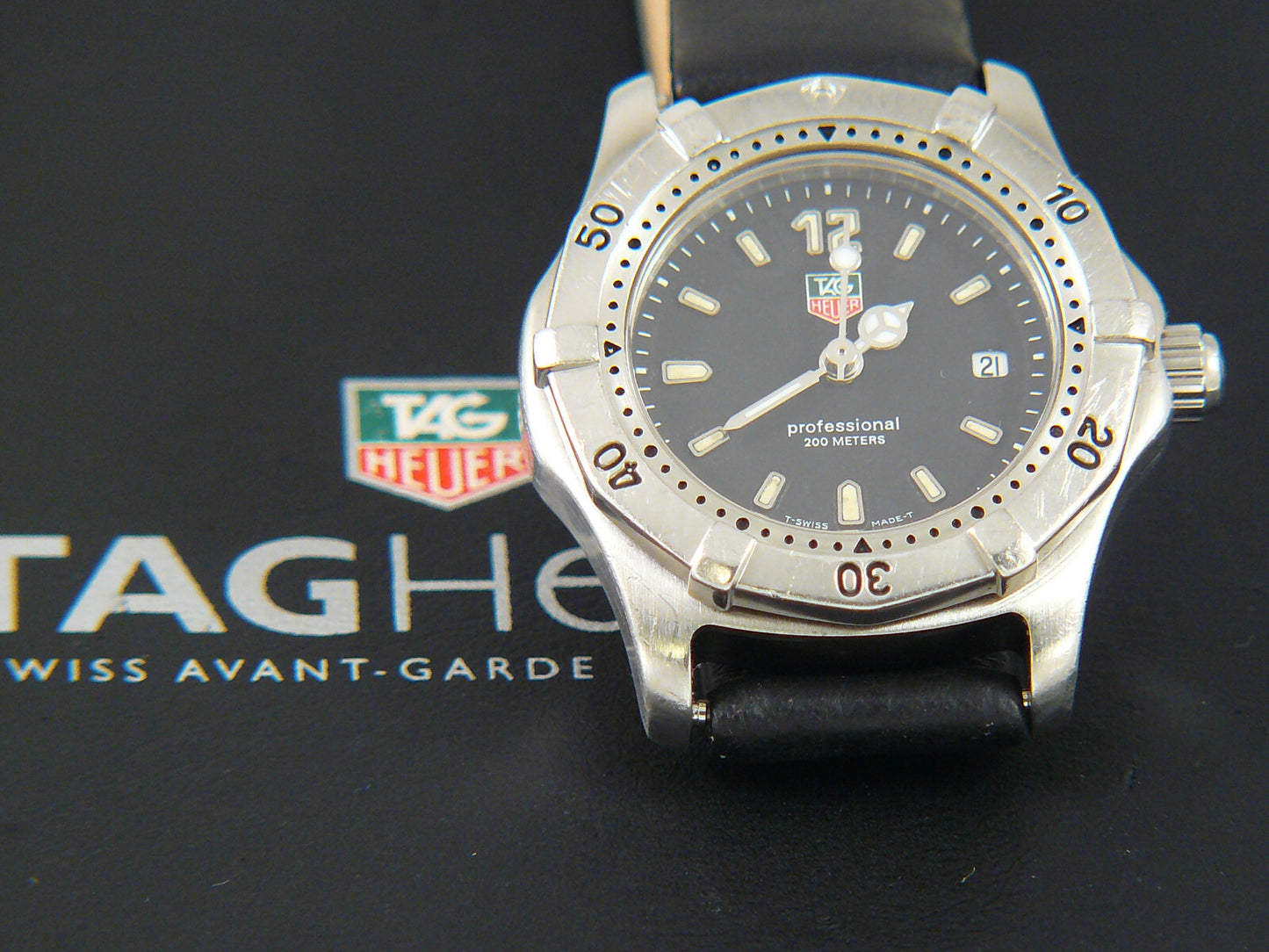 TAG Heuer 2000 Professional Ladies WK1312 black dial on a black Speidel band EU
